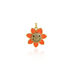 Shiny Micropavé Enamel Flower Pendant-DIY Jewelry Accessories  18.5x18.5mm