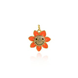 Shiny Micropavé Enamel Flower Pendant-DIY Jewelry Accessories  18.5x18.5mm