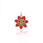 Shiny Micropavé Enamel Flower Pendant-DIY Jewelry Accessories  18.5x18.5mm
