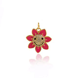 Shiny Micropavé Enamel Flower Pendant-DIY Jewelry Accessories  18.5x18.5mm