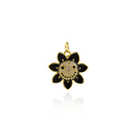 Shiny Micropavé Enamel Flower Pendant-DIY Jewelry Accessories  18.5x18.5mm