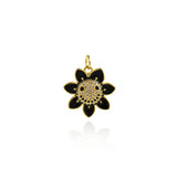 Shiny Micropavé Enamel Flower Pendant-DIY Jewelry Accessories  18.5x18.5mm