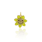 Shiny Micropavé Enamel Flower Pendant-DIY Jewelry Accessories  18.5x18.5mm