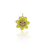 Shiny Micropavé Enamel Flower Pendant-DIY Jewelry Accessories  18.5x18.5mm