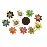 Shiny Micropavé Enamel Flower Pendant-DIY Jewelry Accessories  18.5x18.5mm