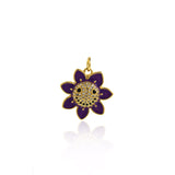 Shiny Micropavé Enamel Flower Pendant-DIY Jewelry Accessories  18.5x18.5mm