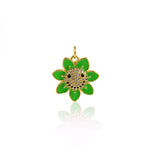 Shiny Micropavé Enamel Flower Pendant-DIY Jewelry Accessories  18.5x18.5mm