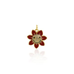 Shiny Micropavé Enamel Flower Pendant-DIY Jewelry Accessories  18.5x18.5mm