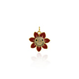 Shiny Micropavé Enamel Flower Pendant-DIY Jewelry Accessories  18.5x18.5mm