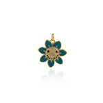 Shiny Micropavé Enamel Flower Pendant-DIY Jewelry Accessories  18.5x18.5mm