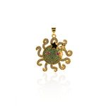 Shiny Micropavé Octopus Pendant-DIY Jewelry Accessories  28.5x28mm
