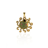 Shiny Micropavé Octopus Pendant-DIY Jewelry Accessories  28.5x28mm