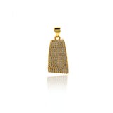 Shiny Micropavé Geometric Pendant-DIY Jewelry Accessories  22x12mm