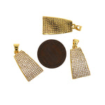 Shiny Micropavé Geometric Pendant-DIY Jewelry Accessories  22x12mm