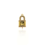 Minimalist Jewelry-Micro Pavé Lock Pendant-DIY Jewelry Accessories  26x12.5mm