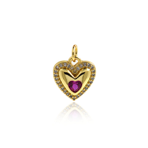 Personalized Jewelry-Exquisite Micropavé Heart Pendant-DIY Jewelry Accessories   13.5x12mm