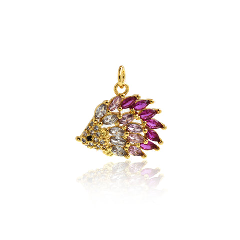 Personalized Jewelry-Exquisite Micropavé Hedgehog Pendant-DIY Jewelry Accessories    20x16.5mm