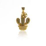 Personalized Jewelry-Exquisite Micropavé Cactus Pendant-DIY Jewelry Accessories   24x17mm