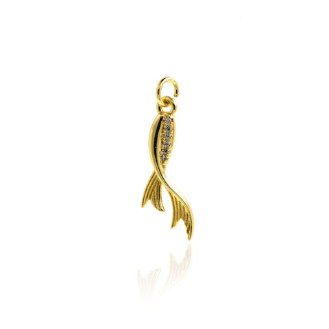 Minimalist Personalized Jewelry-Exquisite Micropavé Fishtail Pendant-DIY Jewelry Accessories   24.5x7.5mm