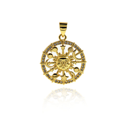 Personalized Jewelry-Exquisite Micropavé Sun Pendant-DIY Jewelry Accessories   20mm