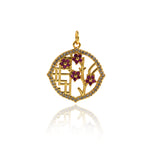 Personalized Jewelry-Exquisite Micropavé Round Flower Pendant-DIY Jewelry Accessories   22mm
