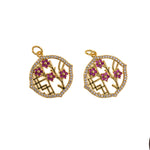Personalized Jewelry-Exquisite Micropavé Round Flower Pendant-DIY Jewelry Accessories   22mm