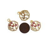 Personalized Jewelry-Exquisite Micropavé Round Flower Pendant-DIY Jewelry Accessories   22mm