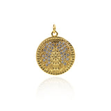 Personalized Jewelry-Exquisite Micropavé Round Wing Pendant-DIY Jewelry Accessories   21.5mm