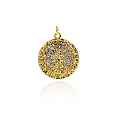 Personalized Jewelry-Exquisite Micropavé Round Wing Pendant-DIY Jewelry Accessories   21.5mm