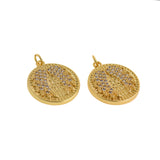 Personalized Jewelry-Exquisite Micropavé Round Wing Pendant-DIY Jewelry Accessories   21.5mm