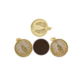 Personalized Jewelry-Exquisite Micropavé Round Wing Pendant-DIY Jewelry Accessories   21.5mm