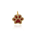 Shiny Micropavé Enamel Bear's Paw Pendant-DIY Jewelry Making Accessories   15.5x14mm