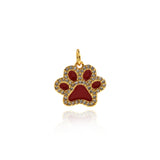 Shiny Micropavé Enamel Bear's Paw Pendant-DIY Jewelry Making Accessories   15.5x14mm