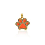 Shiny Micropavé Enamel Bear's Paw Pendant-DIY Jewelry Making Accessories   15.5x14mm
