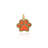 Shiny Micropavé Enamel Bear's Paw Pendant-DIY Jewelry Making Accessories   15.5x14mm