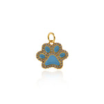 Shiny Micropavé Enamel Bear's Paw Pendant-DIY Jewelry Making Accessories   15.5x14mm