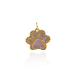 Shiny Micropavé Enamel Bear's Paw Pendant-DIY Jewelry Making Accessories   15.5x14mm