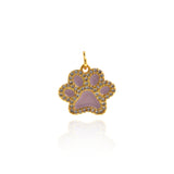Shiny Micropavé Enamel Bear's Paw Pendant-DIY Jewelry Making Accessories   15.5x14mm