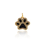 Shiny Micropavé Enamel Bear's Paw Pendant-DIY Jewelry Making Accessories   15.5x14mm