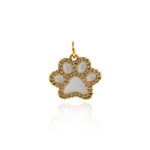 Shiny Micropavé Enamel Bear's Paw Pendant-DIY Jewelry Making Accessories   15.5x14mm