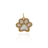 Shiny Micropavé Enamel Bear's Paw Pendant-DIY Jewelry Making Accessories   15.5x14mm