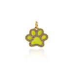 Shiny Micropavé Enamel Bear's Paw Pendant-DIY Jewelry Making Accessories   15.5x14mm