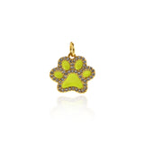 Shiny Micropavé Enamel Bear's Paw Pendant-DIY Jewelry Making Accessories   15.5x14mm