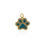 Shiny Micropavé Enamel Bear's Paw Pendant-DIY Jewelry Making Accessories   15.5x14mm