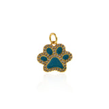 Shiny Micropavé Enamel Bear's Paw Pendant-DIY Jewelry Making Accessories   15.5x14mm