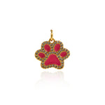 Shiny Micropavé Enamel Bear's Paw Pendant-DIY Jewelry Making Accessories   15.5x14mm