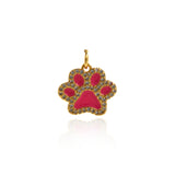 Shiny Micropavé Enamel Bear's Paw Pendant-DIY Jewelry Making Accessories   15.5x14mm