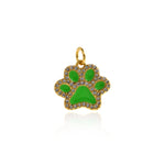Shiny Micropavé Enamel Bear's Paw Pendant-DIY Jewelry Making Accessories   15.5x14mm