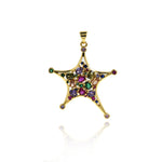 Shiny Five-Pointed Star Zircon Pendant-DIY Jewelry Making Accessories   39.5x31mm