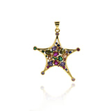 Shiny Five-Pointed Star Zircon Pendant-DIY Jewelry Making Accessories   39.5x31mm